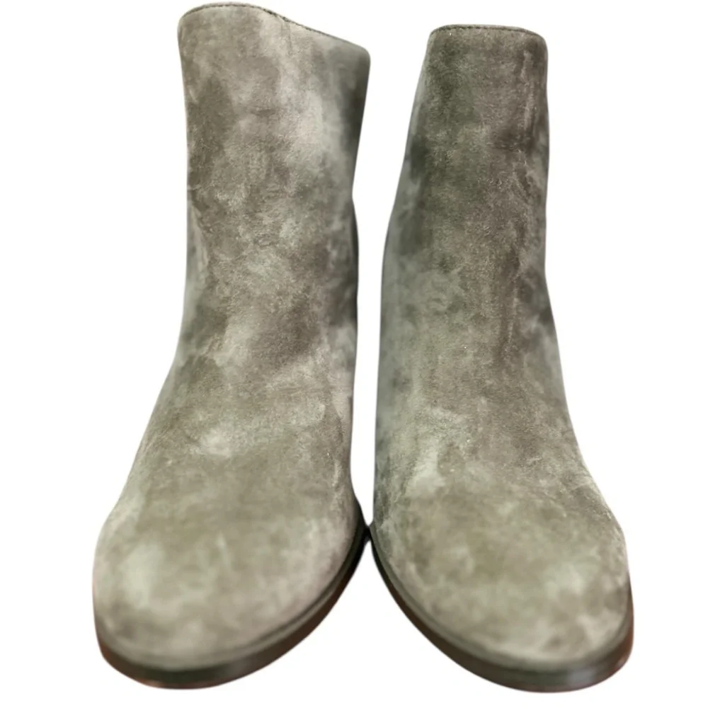 Splendid Suede Block Heel Ankle Boots Olive Green Sz 7.5